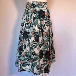 LOFT teal blue floral full skirt